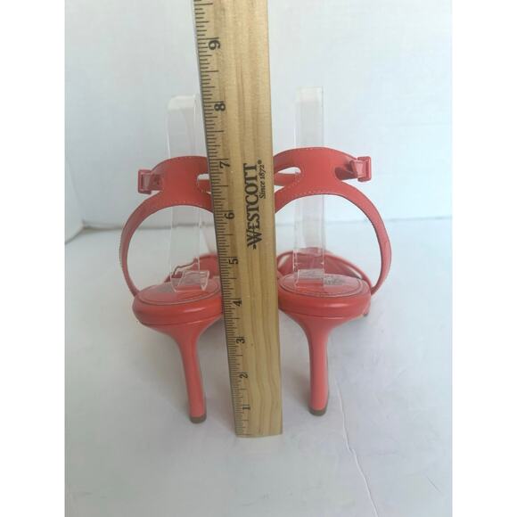 NWT Vince Camuto Lilah Coral Orange Leather Ankle Strap High Heel Sandals Sz 10M - Picture 7 of 9